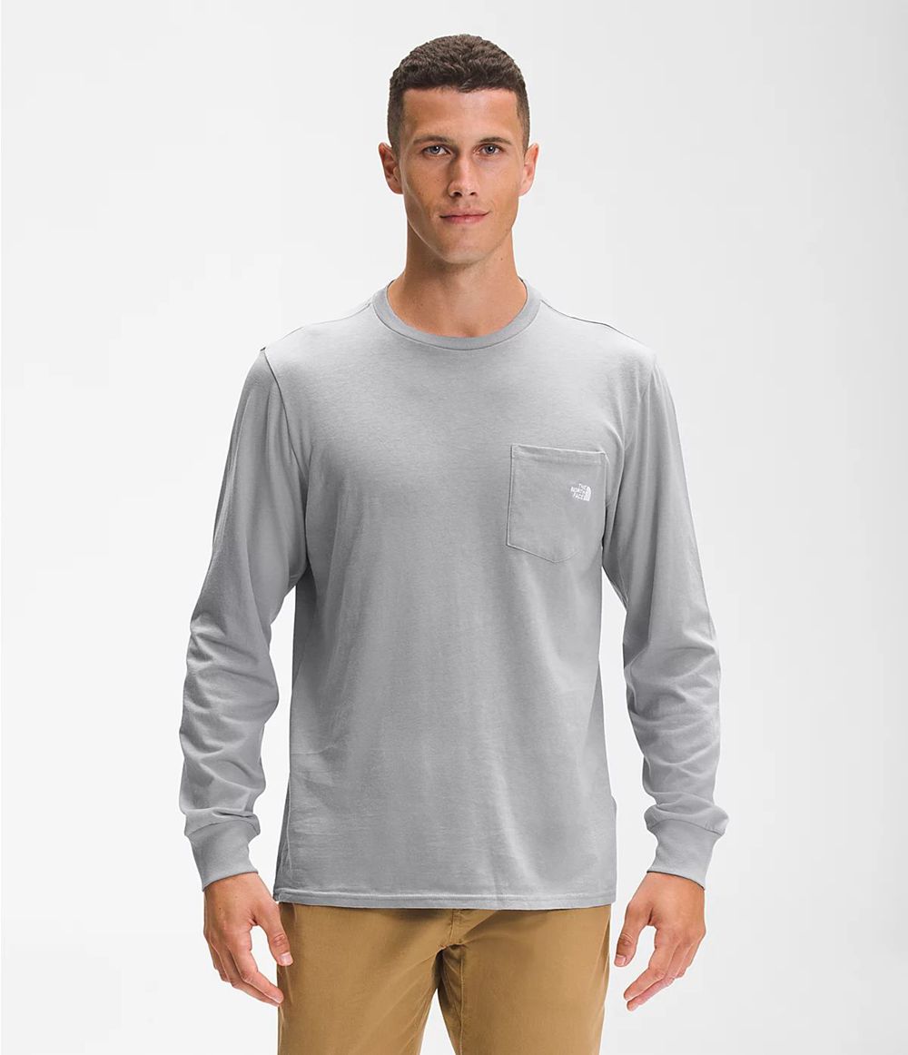 The North Face Lange Ärmel Woodmont Pocket T-Shirts Herren - Grau CH-114NCSY